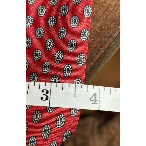 Angelo Bosani Tie Rack Mens Neck Tie Classic Red Blue Florets 100% Silk - Picture 9 of 10